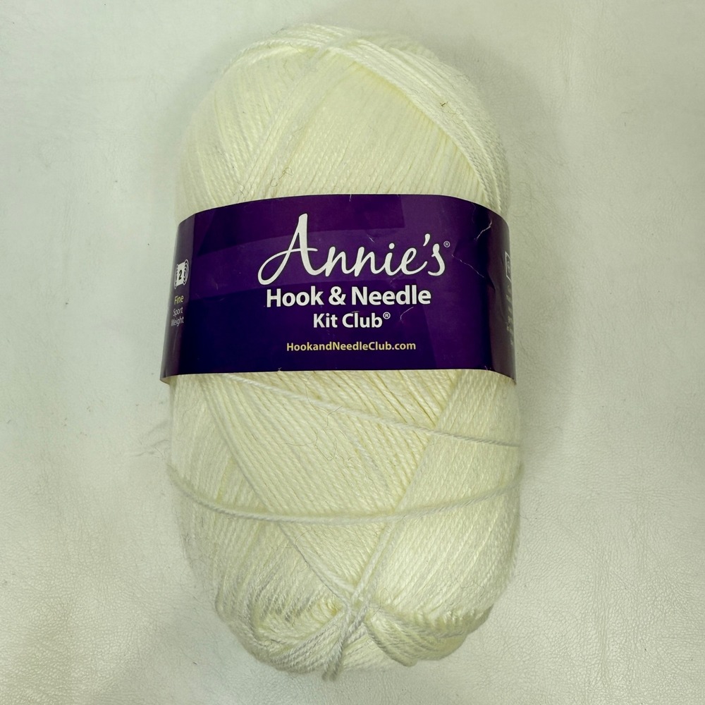 Annie's Hook & Needle Kit Club Yarn Fine Sport Weight 2 Cream Acrylic 500 Yds